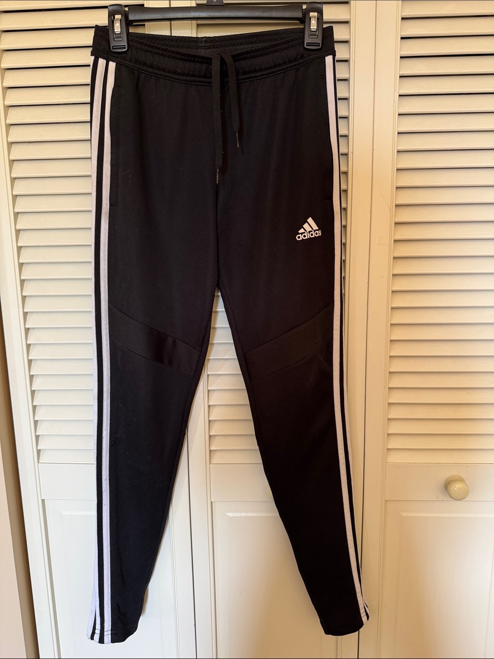 adidas Black Track Jogger Pants with White Side Stripes